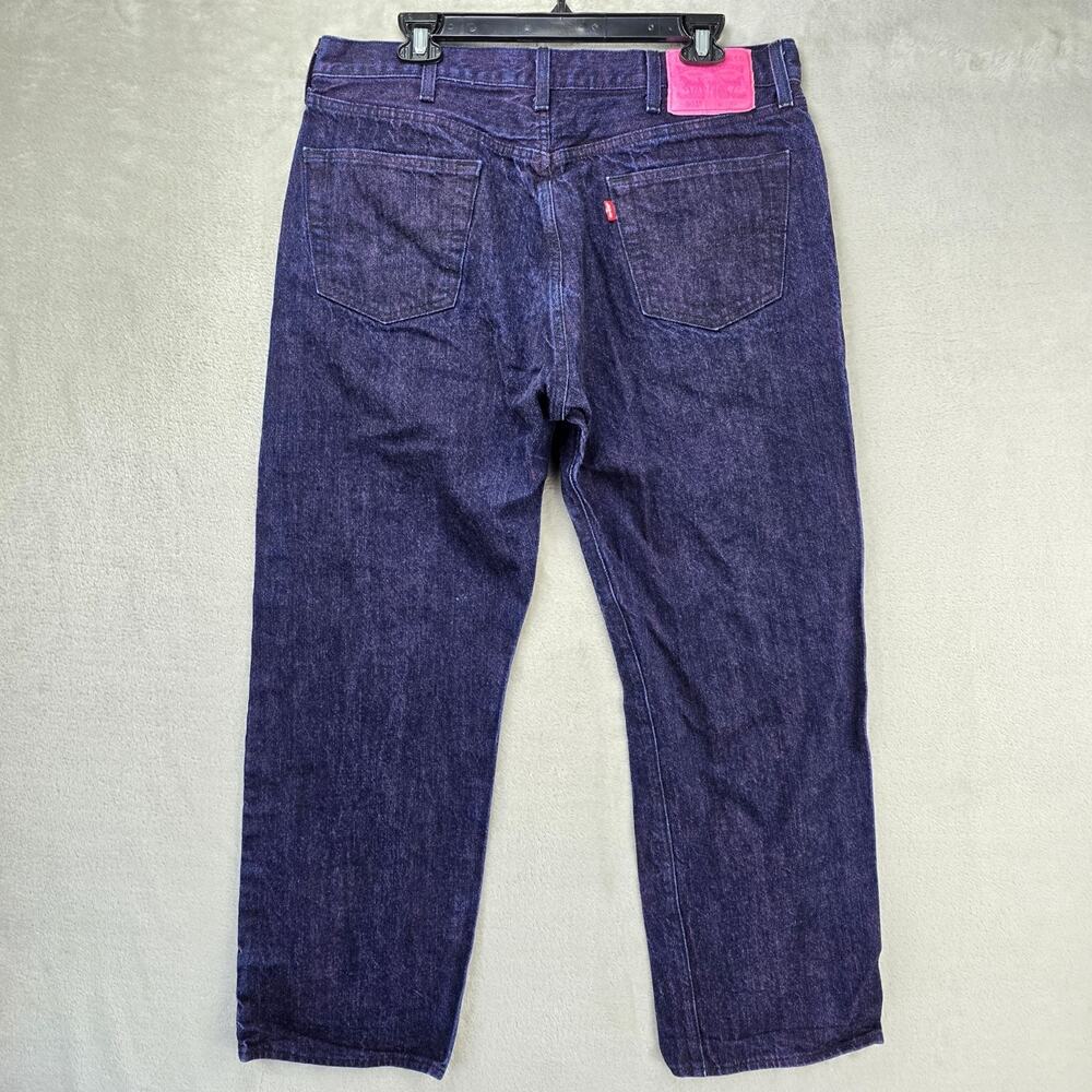 Levis 501 Jeans Mens 38x30 (Fits 36x28) Purple Denim Pink Button Fly Rare